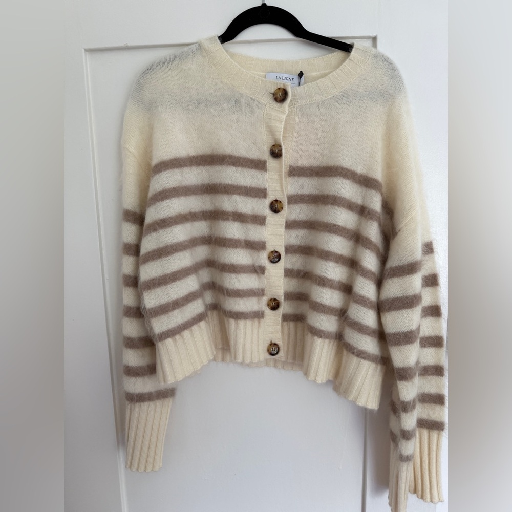 LA LIGNE | Striped brushed cashmere Women's cardigan
